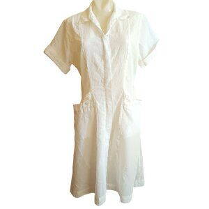 sz 14 Vintage Dress Nurse Uniform J.C. Penneys White Seersucker Costume 1960's